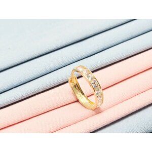 Single 14K Karat Solid Yellow Gold Designer CZ Back Flap Hinge Earring